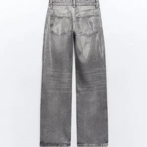 【YOURNUS】Silver Gray Wide Denim Pants Zara Zw The '90S Wide Leg Jeans Gray Marl - Size 12 | eBay